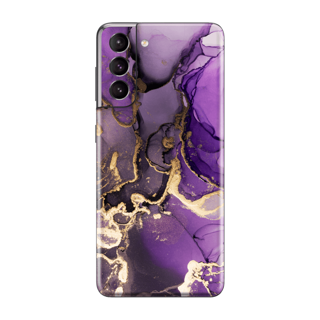Samsung Galaxy S21 Print Printed Custom SIGNATURE AGATE GEODE Purple-Gold Skin Wrap Sticker Decal Cover Protector by EasySkinz | EasySkinz.com