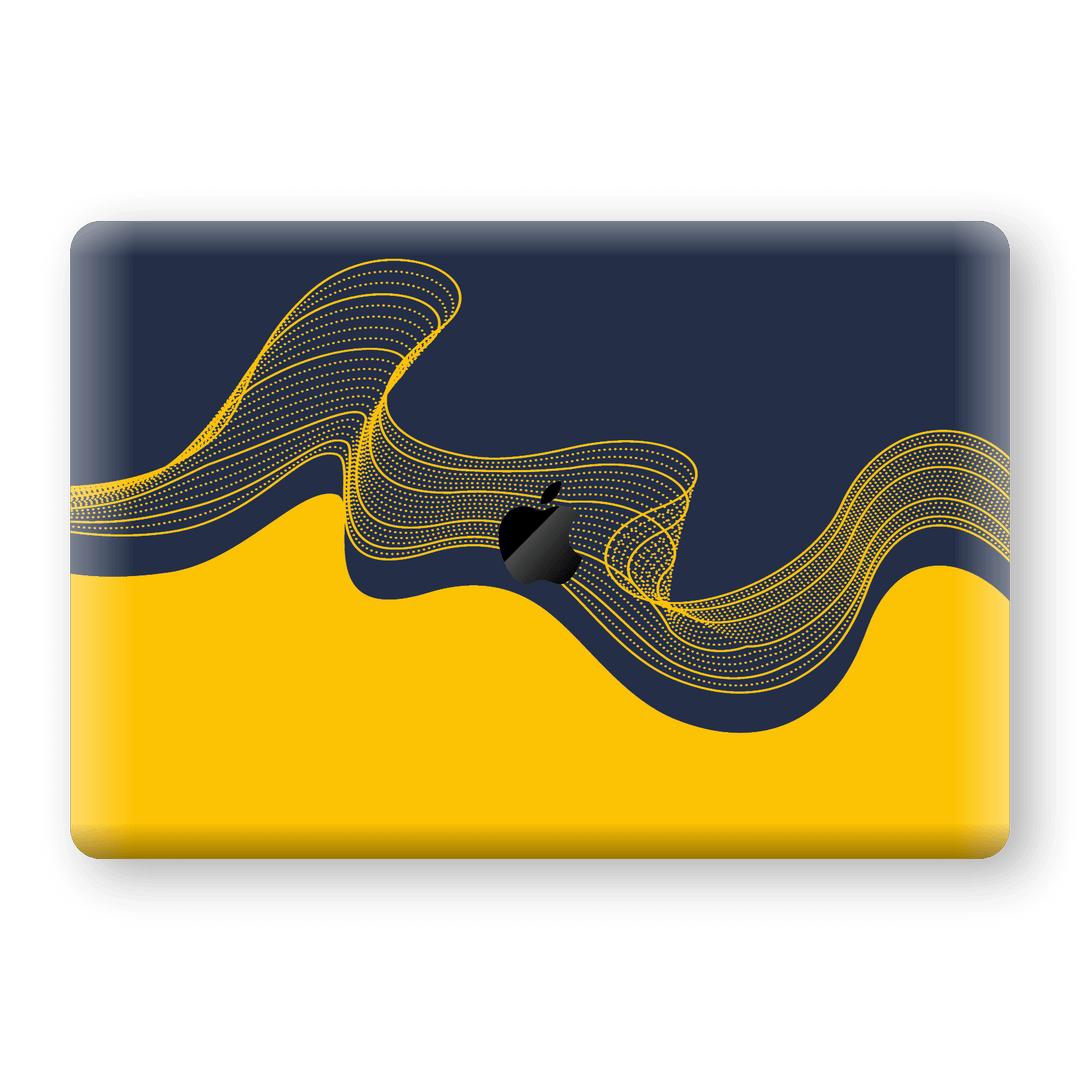 MacBook Pro 13" (No Touch Bar) Print Custom Signature Navy Yellow Abstract Waves Skin Wrap Decal by EasySkinz